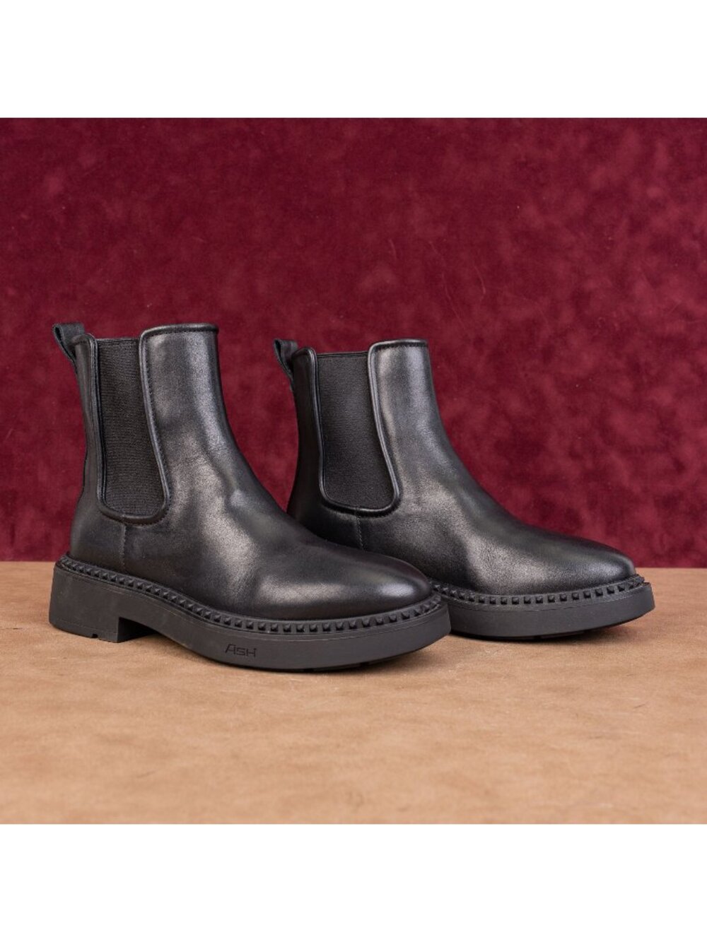 Ash Women Madison Black Leather Festival Party Chunky Chelsea boots sz 8US EUR38